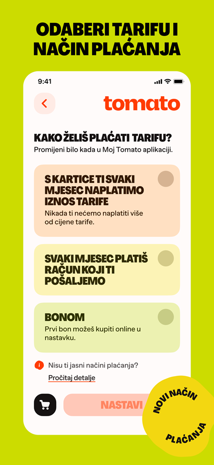 novi tomato tarife i način plaćanja